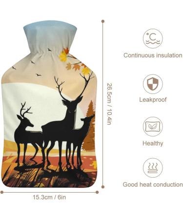 Forest Elk Hot Water Bottle with Plush Cover - Hand Warmer for Adults & Kids | 26.5x15.3cm - International Shipping - Buy Online on GoSupps.com