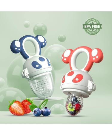 Zarok BPA-Free Fruit Sucker for Babies | Baby Dental Aid & Bite Ring | 2 Pieces Blue/Orange | Safe Baby Accessories for 3 Months+ - Buy Online on GoSupps.com