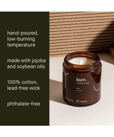 Maude Burn No. 0 - Unscented Skin Softening Jojoba Oil Based Massage Candle - Ultra Hydrating Body Care with Soybean Oil - Paraben Free Body Candle (4 oz) No. 0 - Unscented 4 Ounce (Pack of 1) - Buy Online on GoSupps.com