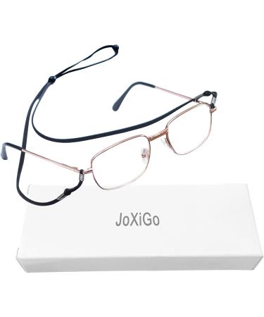 Buy Stylish Reading Glasses for Men & Women | Metal Rectangular Frame with Comfort Spring Hinge & Strap | Gold 1.5 Diopters - Shop Internationally - Buy Online on GoSupps.com