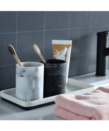 ZCCZ Marble Look Toothbrush Holder - Elegant Round Bathroom Accessory for Electric Toothbrushes Cosmetics & Razors - Stylish Black Decor - Buy Online on GoSupps.com