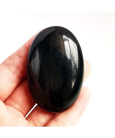 Manekieko Natural Black Obsidian Worry Stones - Oval Palm Healing Crystal for Massage & Spa | International Shipping Available - Buy Online on GoSupps.com