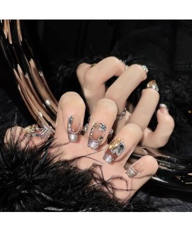 Nail enhancement European and American long ladder French cat eye gradient detachable wearable nails Press on Nail(Gold Short ladder M) - Buy Online on GoSupps.com