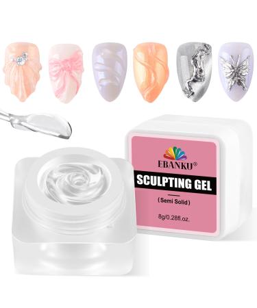 EBANKU EBANKU 3D Semi-Solid Sculpting Nail Gel Chrome Finish Nail Art Gel Sculpting Gel for Nail Art Anti-Fludge Formula No Wipe Required