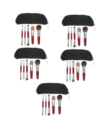 FRCOLOR 5 Sets makeup brush with bag travel makeup brush girls suit women s suits women makeup supplies beauty supply cosmetics brush loose makeup the face beauty tools