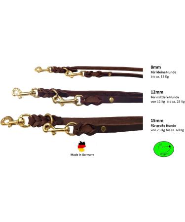 Premium Dog Liner Grease Leather Brass Leash - Adjustable 3.50m x 8mm for Small & Large Dogs - Durable Dark Brown - Buy Online on GoSupps.com