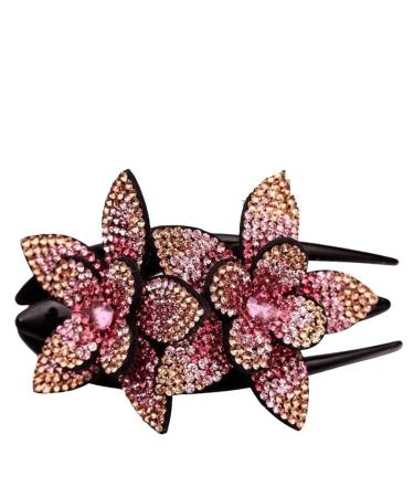 New 2025 Rhinestone Double Flower Hair Crystal Hair Combs Female Elegant Beads Hairgrip Handmade Fashion Hair Accessories Tools Jewelry Fashion Accessories Creative Gift