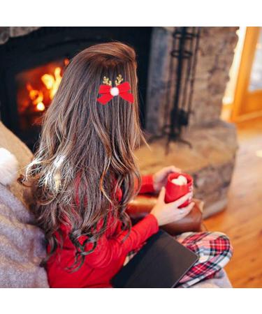 Iyou Christmas Loop Hair Clips - Flower Reindeer Red Hairpins for Women & Girls | 4-Piece Set - Buy Online on GoSupps.com