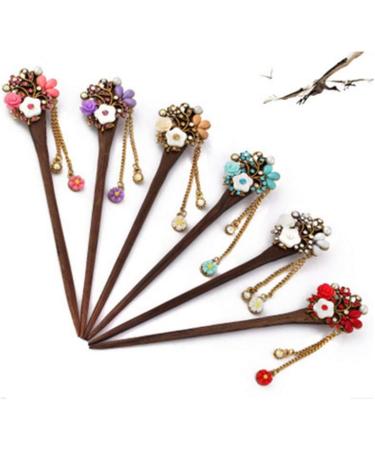 Frcolor Wooden Hair Pin Chinese Hair Sticks with Tassel Retro for Women Hair Styling Blue - Buy Online on GoSupps.com