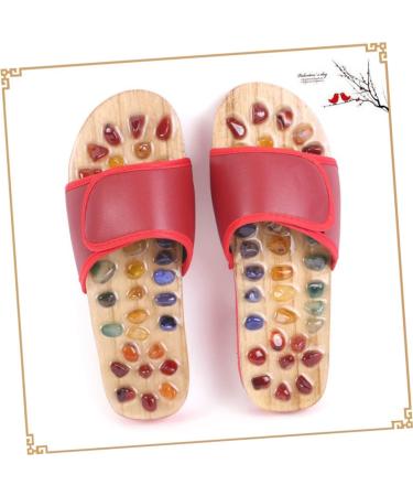 FRCOLOR 1 Pair Massage Slippers Foot Massager Shoe Men Slide Sandals Mens House Slippers Men s Sandals Man Sandals House Shoes for Men Shoes Sandals Mat Wooden Agate Leisure Shoes 35 Red - Buy Online on GoSupps.com
