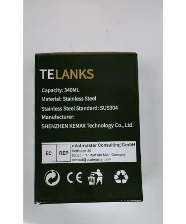 Telanks Modern 340 ML Yerba Mate Cup | 18/8 Stainless Steel | BPA-Free Lid Straw & Cleaning Brush | Black Tea Beverage Essential - Buy Online on GoSupps.com