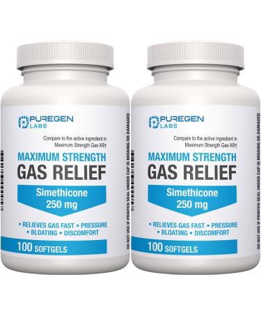 Maximum Strength Gas Relief Softgels with Simethicone 250 mg Relieve Pressure, Bloating and Painful Discomfort Compare to Gas-X and Phazyme -200 Count Total