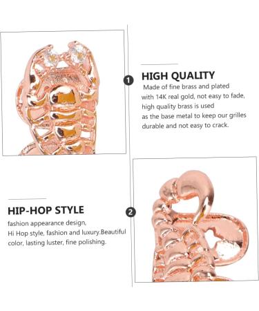 GOOHOCHY Funny Party 1pc Scorpion Single Braces Rose Gold Decor Rapper Teeth Grill Accessories 14k Gilded Set Golden 2X1cm - Buy Online on GoSupps.com