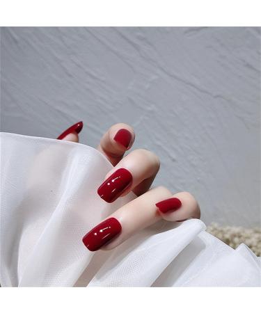 Press on Nails Long Fake Nails 24Pcs Shiny Red False fingernail with Self-Adhesive Jelly Nail Glue Tabs Press On False Nails
