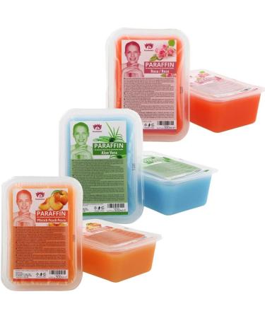 Kosmetex Paraffin Bath Mix Package - Peach Aloe Vera & Pink Rose Fragrance - 6x 500ml Low Melting Wax for Smooth Moisturized Skin - Buy Online on GoSupps.com