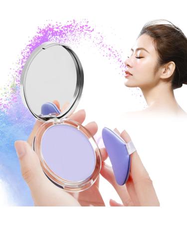 Lavender Matte Powder Polvo Lavanda Matte Powder Face Makrup Setting Powder for Oil Skin with Mini Powder Puff Silky Blurring Oil Control Long-Lasting (1 Pcs)