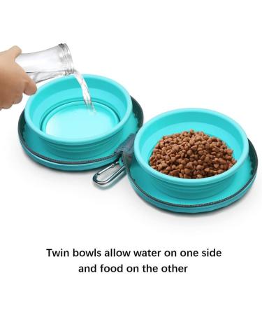 Shop Kallak Foldable Double Dog Bowls - Silicone Travel Bowls for Food & Water | Non-Slip Design for All Dog Sizes - Buy Online on GoSupps.com