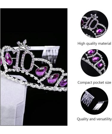 FRCOLOR 10th Birthday Crown Birthday Rhinestone Crown Purple Crystal Birthday Tiara Headband for Girls - Buy Online on GoSupps.com