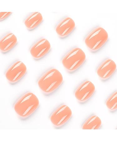 False Nails Short for Women 24Pcs Nude Pink Fake Nails Stick on Nails Press on Nails Removable Glue-on French Nails Tips with Nail Glue for Women Girls Nail Art Nude Pink Short - Buy Online on GoSupps.com