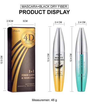 (2pcs) 4D Silk Fiber Lash Mascara Set - Waterproof Mascara + Fiber Set Long-Lasting Thick Natural Mascara Smudge-Proof Eyelashes All Day Exquisitely 1Tube - Buy Online on GoSupps.com