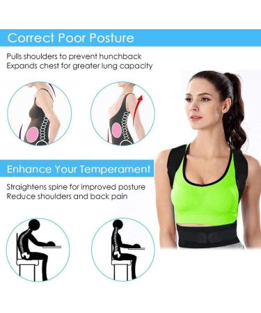Thoracic Back Brace Posture Corrector - Magnetic Support for Neck Shoulder Upper and Lower Back Pain Relief - Fully Adjustable Belt - Black Large - Buy Online on GoSupps.com