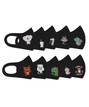 riou 10 pcs Children's Mouth and Nose Protection Washable Reusable Cotton Breathable Dustproof Neckerchief for Boys and Girls