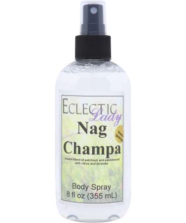 Nag Champa Body Spray (Double Strength) 8 ounces Body Mist for Women with Clean Light & Gentle Fragrance Long Lasting Perfume with Comforting Scent for Men & Women Cologne with Soft Subtle Aroma 8 Fluid Ounces (Double Strength)