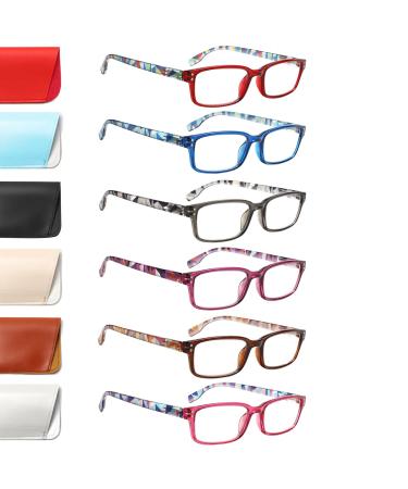 Kerecsen 6-Pack Reading Glasses Blue Light Blocking Spring Hinge Readers for Men Women Computer Eyeglasses 6 Mix Color-5 1.5 x