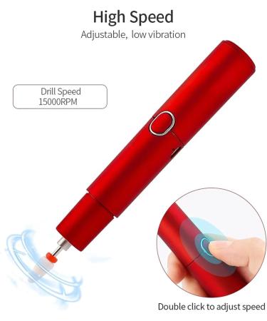 Electric Nail Drill Machine Cordless Portable Rechargeable 15000RPM Forward & Reverse Design Polishing Shape Nail File Set for Gel Nails/Acrylic Nails/DIY Manicure & Pedicure Red - Buy Online on GoSupps.com