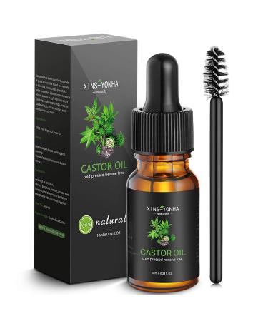 Castor Oil Hair Growth Oil Pure Cold Pressed Castor Oil for Eyelashes Eyebrows Lash Nail Hair Growth Serum Eyebrow Growth Serum Lash Oil with Eyelash Brush Skin Care Ricin Oil (10ml) 10ml