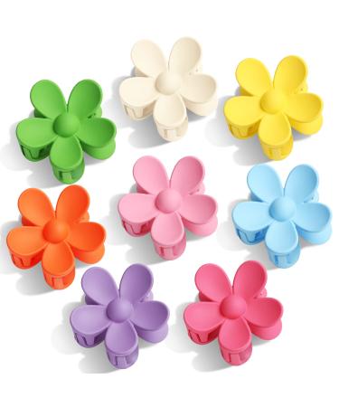 Tyfthui 8 Pieces Flower Hair Clips  Matte Daisy Hair Claw Clips for Women Thick Hair  8 Colors Cute Hair Clips  Non Slip Strong Hold Clips for Women Thin Hair  Hair Accessories for Women Girls Gifts (Color A)