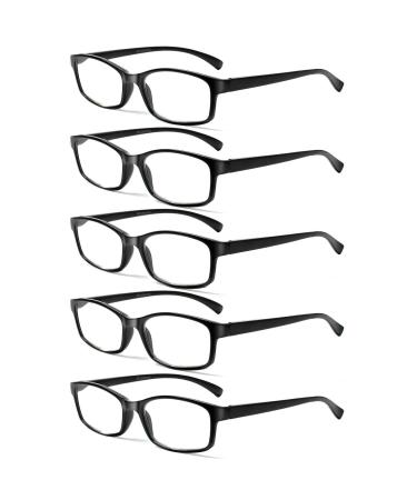 Kerecsen 5 Pack Reading glasses men women high -quality spring hinges glasses comfortable rectangular super reading help for men and women (5 black 0.5) 5 black 0.5