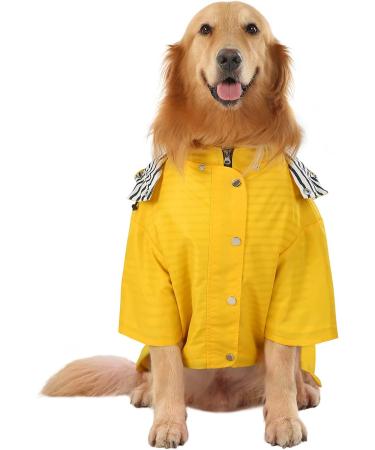 HDE Dog Raincoat Double Layer Zip Rain Jacket with Hood - 3XL Yellow - Buy Online on GoSupps.com