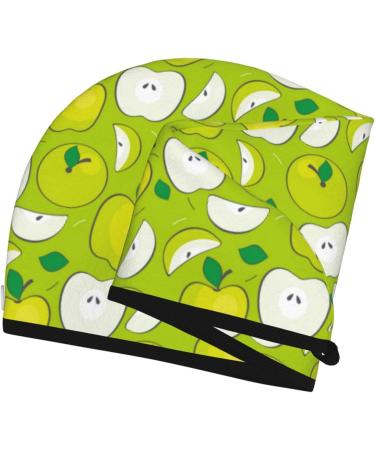 Green Apple Microfiber Hair Towel - Soft Super Absorbent Wrap for Women | Quick Dry Coral Velvet Cap for Long Curly and Thick Hair - Buy Online on GoSupps.com