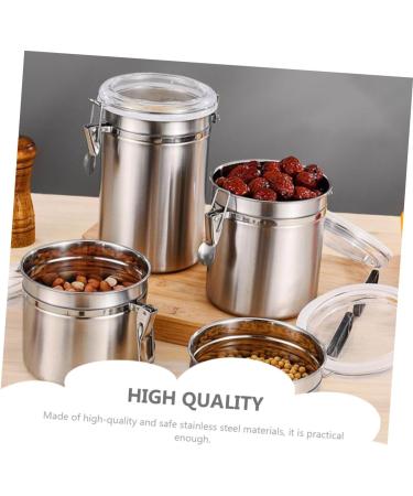 Zerodeko 4pcs Stainless Steel Freshness Container with Lid Metal Container Kitchen Pantry Organizer Travel Nuts Container Coffee Container Tea Bottle Food Container Household Storage Bottle - Buy Online on GoSupps.com
