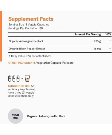 Physician's CHOICE Organic Ashwagandha 1950mg with Black Pepper Extract - Stress & Mood Support - 90 Veggie Capsules x2 - Buy Online on GoSupps.com