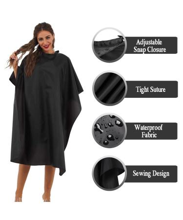 BSFHH Black Barber Cape 59 x 47 Professional Nylon Waterproof Hair Cutting Cape (5 Pack) - Salon Hairdressing Cape for Haircut, Coloring, Makeup, Styling - Snap Closure - Buy Online on GoSupps.com