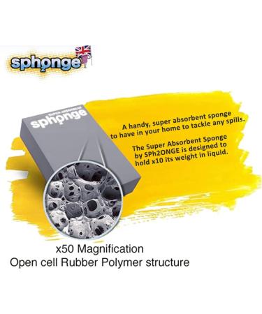 SPH2ONGE Super Absorbent Grey Block Sponge - Fast Drying & Ultra Absorbent - Buy Online on GoSupps.com