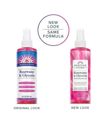 Heritage Store Rosewater & Glycerin Mist - 8 fl oz Atomizer for Hydration & Refreshment - Buy Online on GoSupps.com