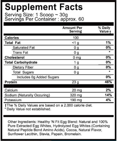 Healthy 'N Fit 100% Egg Protein- Chocolate (4lb): 100% Egg White Protein. Zero Lactose Zero Sugar.- Ultra Pure Natural Egg Protein Isolate Chocolate 4 Pound (Pack of 1) - Buy Online on GoSupps.com