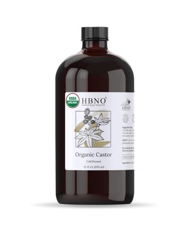 HBNO Organic Castor Oil - 32 oz (960ml) Value Size - Ideal for Shampoos Conditioners Mouth Washes Face wash Lotions and Skin Care Products (Glass Bottle)