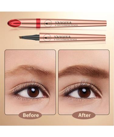 Buy Microblading Eyebrow Pen - 3D Waterproof Contouring Pencil | Magic 4 Tip Brow Pen for Natural Makeup (B-Dark Brown #2 - Buy Online on GoSupps.com