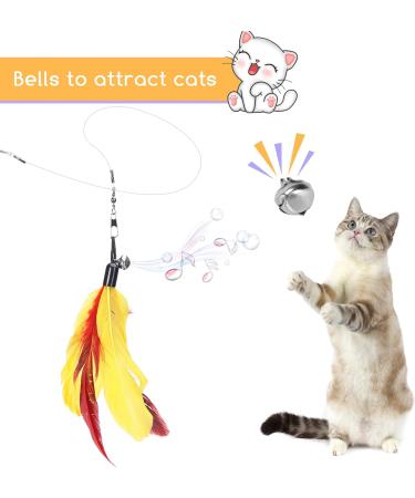 Nobleza Cat Feather Toys - Interactive Cat Toy with Retractable Wands and Bell - 12 PCS Refills Included - Buy Online on GoSupps.com