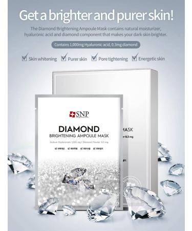 SNP Diamond Brightening Ampoule Korean Face Sheet Mask - Exfoliating & Tightening with Real Diamonds | 10 Sheets - Perfect Gift for Mom Girlfriend Wife Women | International Shipping Available - Buy Online on GoSupps.com