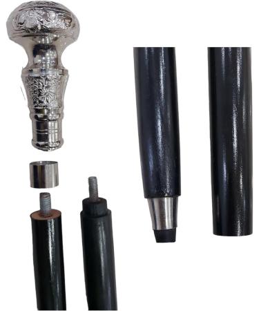 FICUS GIFT Silver Vintage Antique Walking Cane Wooden Walking Stick Silver Brass Handle Knob - Buy Online on GoSupps.com