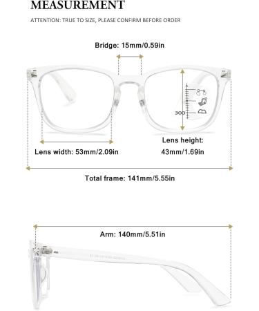 Vevesmundo Blue Light Filter Multifocal Reading Glasses for Men & Women - Progressive Visual Aid +1.0 to +4.0 - Transparent Lens - Buy Online on GoSupps.com