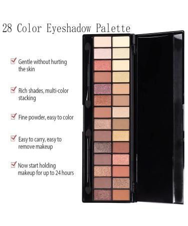 MEIBANFA 28 Color Eye Shadow Palette - Matte Shiny Waterproof Makeup with Mirror Brush - Buy Online on GoSupps.com