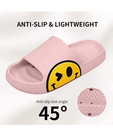 Smiley Face Slides for Women and Men | Non-Slip EVA Sandals | Indoor/Outdoor Slippers | Quick Dry | Pink | Sizes 5-6 Women/4-5 Men - Buy Online on GoSupps.com