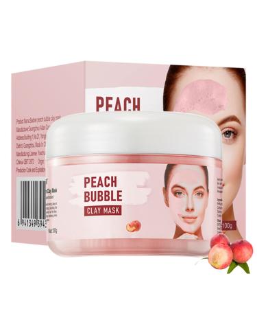 Peach Bubble Clay Face Mask Skincare Mud Mask Acne Removal Clay Mask for Pores Deep Cleansing Face Mask Controlling Oil & Refining Pores Reduce Blackheads & Dark Spots Delicate & Smooth Skin