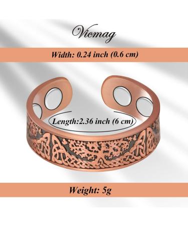 Vicmag Magnetic Copper Rings for Women - 4X Strength, 3500 Gauss Magnets, Adjustable, 100% Solid Pure Copper - 2PCS Set in Jewelry Gift Box (Copper Life Tree) - Buy Online on GoSupps.com